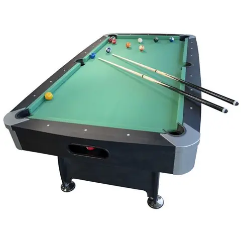 PLAY4FUN Billard Américain avec Retour de Boules Automatique et Accessoires, 220 x 123 x 80 cm - Noir et Tapis Vert