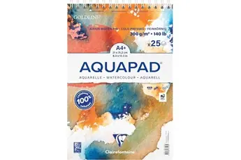 Bloc - Aquarelle - A4+ - Grain moyen fin - Spirales - 25 feuilles - 300g - - Aquapad