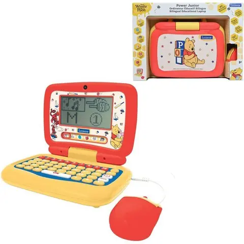 LEXIBOOK - Ordinateur portable éducatif Winnie l’ourson parlant bilingue - 40 activités en français et anglais