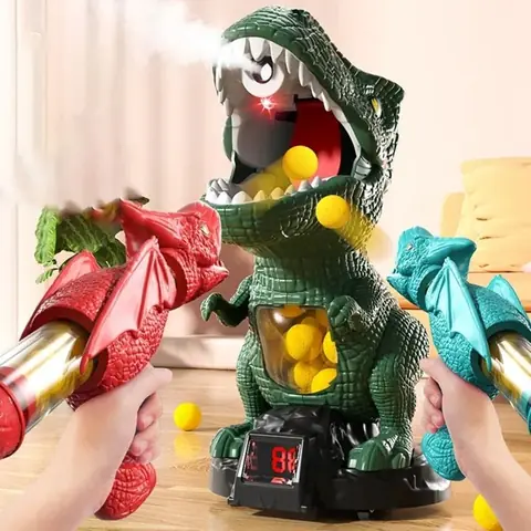 Jeu de Combat Dinosaure avec Écran de Score - Lanceur de Balls Souples - Jeu de Familial et Éducatif pour Enfants - Cadeau Noël