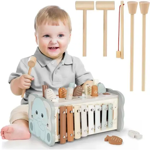 Jouet Bebe 1 an Jouet Montessori Xylophone Bebe Jouet en Bois Jeux Enfants Cadeau Garcon Fille 1 2 3 4 Ans
