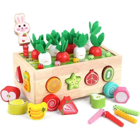Jeu éducatif en bois - Montessori - Jeu de pêche magnétique - Développe la motricité fine - Pour enfants 2-4 ans