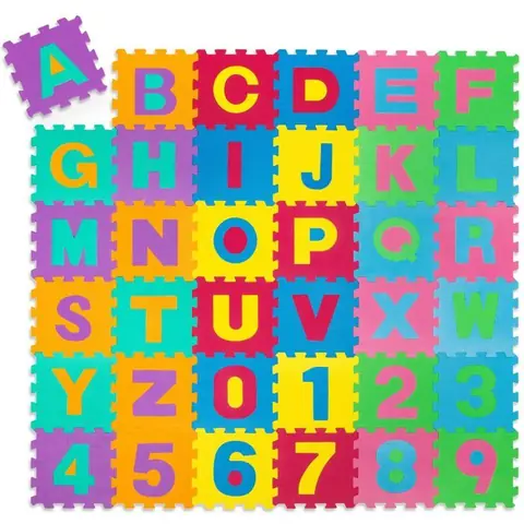 Tapis déveil - TECTAKE - Tapis puzzle en mousse pour enfant 86 pièces lettres et chiffres 180 x 180 x 1 cm - Multicolore