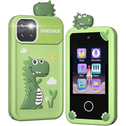 Mini Smartphone Jouet pour Garçons Dinosaures Smartphone avec Écran Tactile 28 22 Jeux Éducatifs Double Caméra Carte SD 32 Go