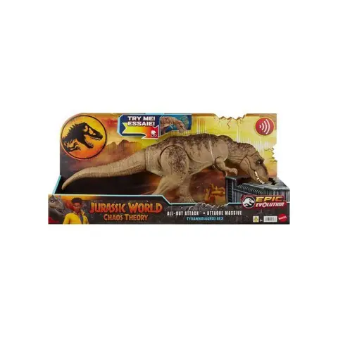 Dinosaure T-Rex Attaque Impitoyable 55 cm - Articulé Et Sonore - Jurassic World - Dino Tyrannosaurus Rex - Set