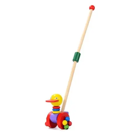 Trotteur en bois pour bébé - Coloré - Jouet de marche à pousser et à tirer