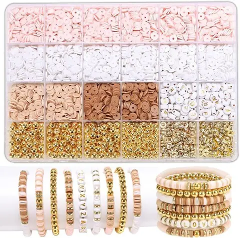 Kit de fabrication de bracelets damitié perles dorées perles dargile kit de fabrication de bijoux et de bracelets pour adolesc