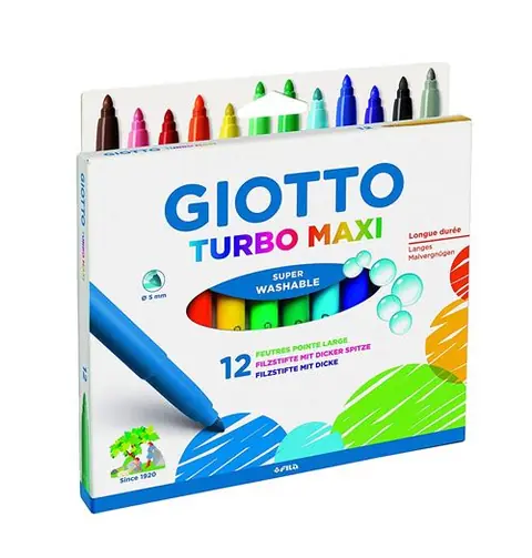 12 Feutres de coloriage GiottoTurbo Maxi pointe large