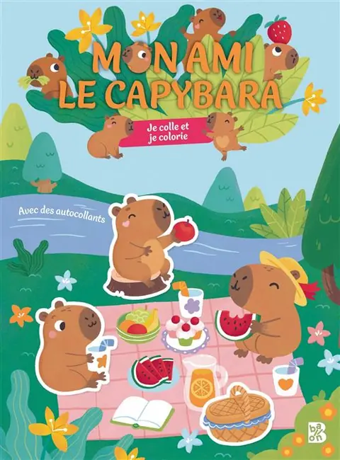 Mon ami le capybara - Je colle et je colorie -  Collectif - Le Ballon Eds - broché - Document jeunesse