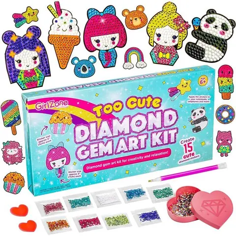 Kit artistique - GIRLZONE - Bijoux diamantés - 2000 pièces - Pour enfants 6-12 ans - Multicolore