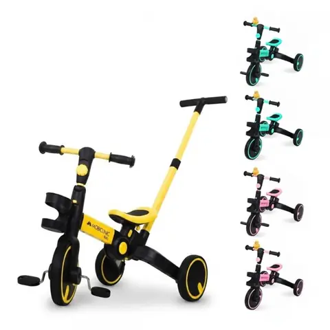 Tricycle 5 en 1 Mobiclinic Évolutif Guidon siège réglable Max 25kg Léger 1 an et demi-5 ans Jaune Chase Vélo déquilibre