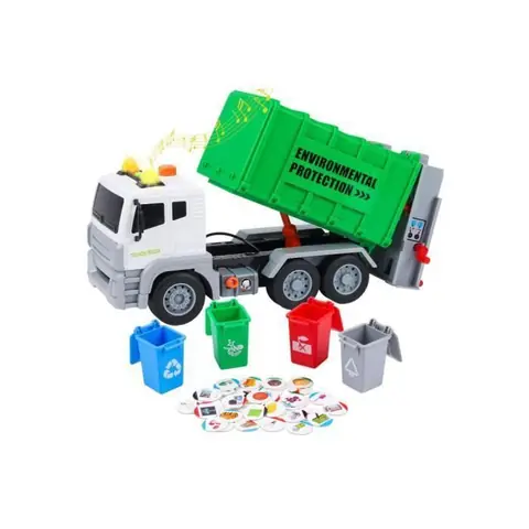 Camion Poubelle Jouet Enfant Grand Camion Jouet Camion Poubelle avec 4 Poubelle Lumière et Son Fonction Jouet de Véhicules Cadeau