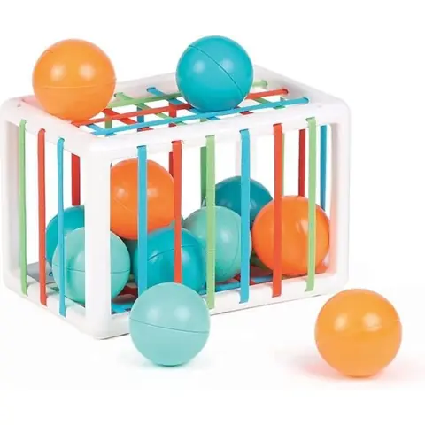 - Cube de Manipulation - Jeu dencastrement pour bébé- 1 Cube et 12 Petites balles - Dès 10 Mois