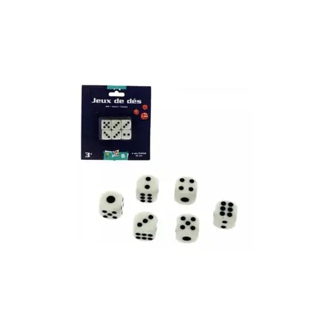 Jeu de 6 dés de luxe 18mm - MTC MERCIER TOYS CO. - Blanc - Pour enfants à partir de 3 ans