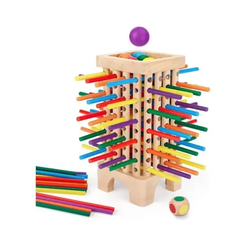 Jeu de Société en Bois - 42 Bâtons Colorés - Jouet Éducatif - Motricité Fine - 3 à 6 Ans