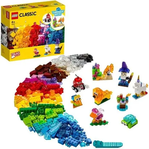 LEGO® 4+ Classic 11013 Briques transparentes créatives Jeu de construction en briques incluant des animaux pour enfants