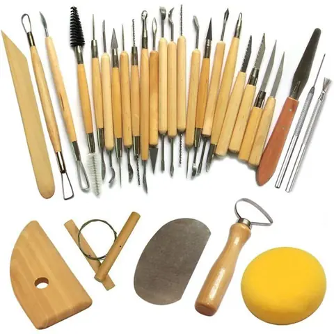 Kit 30 outils poterie sculpture argile burin artiste céramique