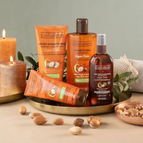 Routine Cheveux - EVOLUDERM - Argan Divin - 4 Produits - Soin Nourrissant - Idéal Cadeau