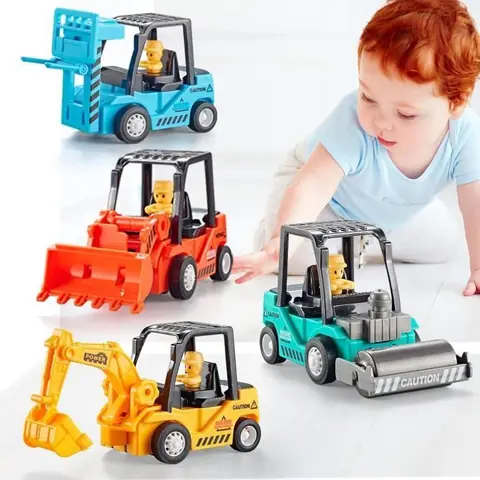 Jouets pour Bébé - Tractopelle - Ensemble de 4 Pièces - Camions de Construction - Cadeau Enfant 1-3 Ans