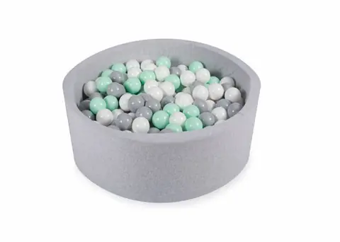 Piscine à Balles - Angelove - Ronde - 90x30cm - 200 Balles - Gris Clair/Menthe/Blanc