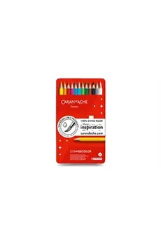 Boîte métal de 12 crayons de couleurs aquarellables Swisscolor -