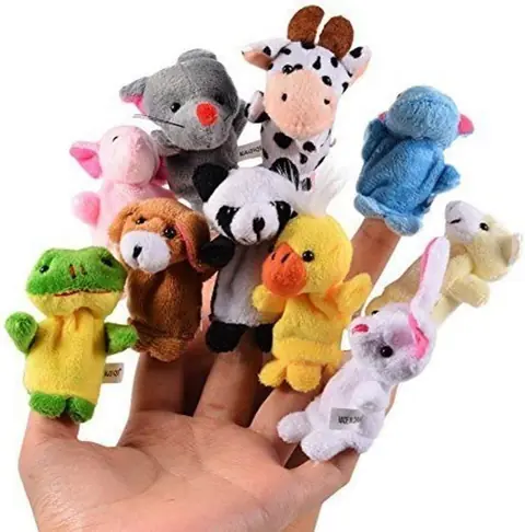 Lot de 10 petites figurines danimaux marionnettes à main marionnettes en peluche accessoires pour anniversaire fête denfants