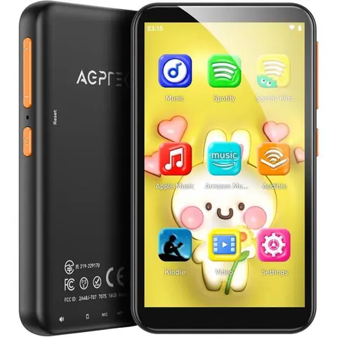 AGPTEK 80Go Lecteur MP3 Spotify pour Enfants avec Bluetooth et WiFi 4 Pouces Lecteur de Musique avec Contrôle ParentalSpotify