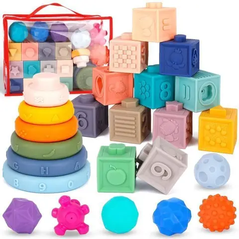 Jouets Bébés pour 6 à 12 Mois Montessori Jeux Bébé Eveil Jouets sensoriels 6 en 1 avec Bebe Cube dactivitéJouets déveil