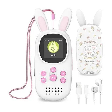 Lecteur MP3 de 32 Go pour Enfants avec Bluetooth lecteurs MP3 et MP4 avec Haut-Parleur Radio FM enregistrements Alarme Label
