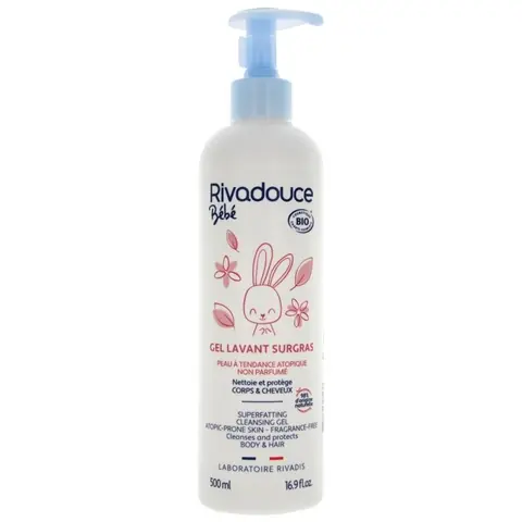 Rivadouce Bébé Gel Lavant Surgras Peaux à Tendance Atopique Bio 500 ml