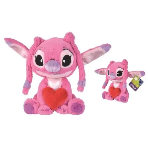 Peluche Simba Disney Stitch Angel Coeur 25 cm - rose - 11x13x25 cm