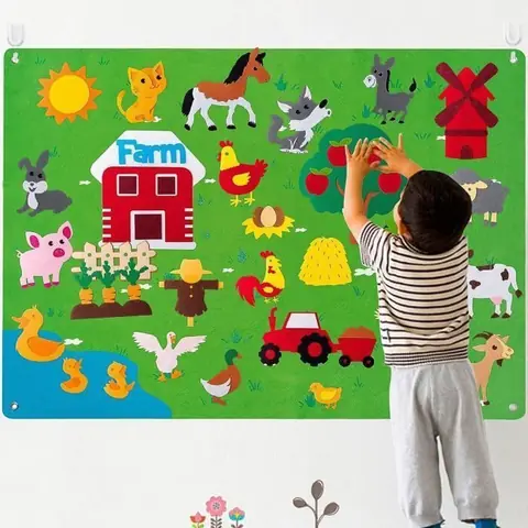 Jouets éducatifsGraphiques De Flanelle De Pour Enfants garçons et filles- Farm Animals Felt Board Set