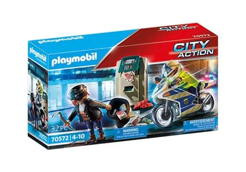 PLAYMOBIL - 70572 - Police Policier avec moto et voleur