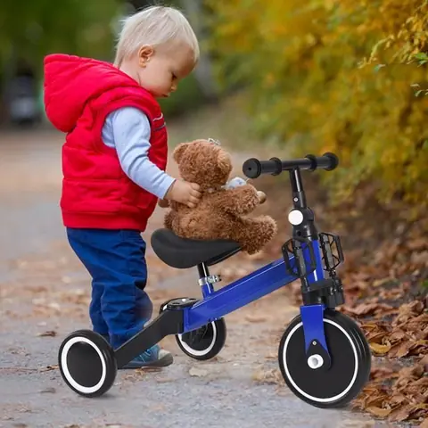 Tricycle pour enfant - cadre en acier triangulaire - bleu - 18 mois à 4 ans