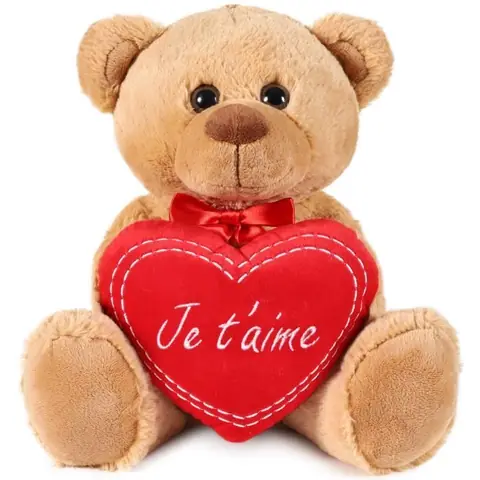 Peluche Ours - BRUBAKER - Nounours - 35 cm - Brun - Cœur en Peluche Inclus