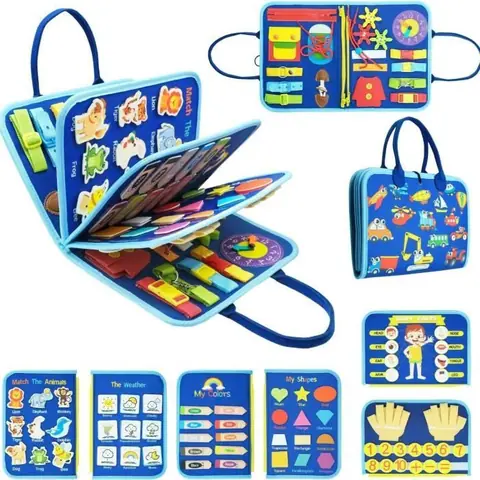 Jouet éducatif - Busy Board - Montessori - Dinosaure - 25 compétences de base