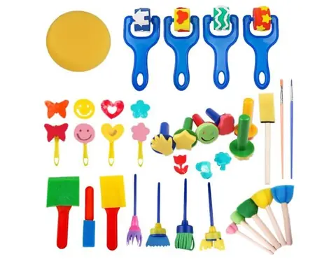 Ensemble DOutils de Peinture pour Enfants 30 PCs Outils de Peinture Artisanale Peinture Enfant 3 AnsAccessoire Peinture Enfant