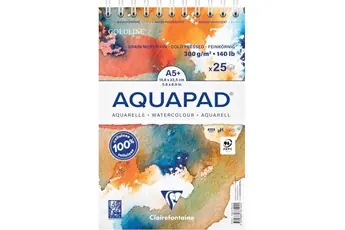 Bloc - Aquarelle - A5+ - Grain moyen fin - Spirales - 25 feuilles - 300g - - Aquapad