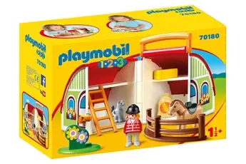 PLAYMOBIL 70180 - PLAYMOBIL 1.2.3 - Centre équestre transportable