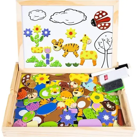 Puzzle Magnétique - Animaux - Plus de 100 cartes - Tableau double face - Jouet éducatif