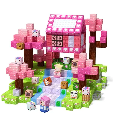 Construction Magnetique Enfant 160 Pièces Cube Magnétique Bloc De Construction Magnétique Thème Rose Magnetic Building Blocks