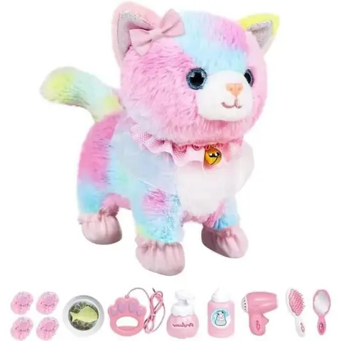 Jouet électronique - ZGEER - Chat télécommandé - Peluche colorée - Interactif - Accessoires inclus