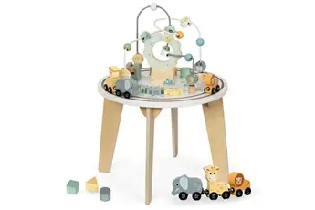 Table d'activités- Jeux d'Eveil Sensoriel Montessori en Bois- Jeux Educatif, Boulier, Train animaux