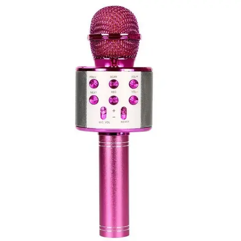Microphone Sans Fil Karaoké Ankuka Micro Karaoke avec Lumières LED de Danse Microphone Bluetooth pour Enfants Fille Rouge