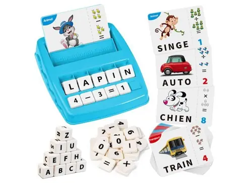 Jouet Educatif Fille Garçon Jeux de Societe 3-8 Ans Cadeau Enfant Apprendre a Lire Française Lettre (Bleu Clair)