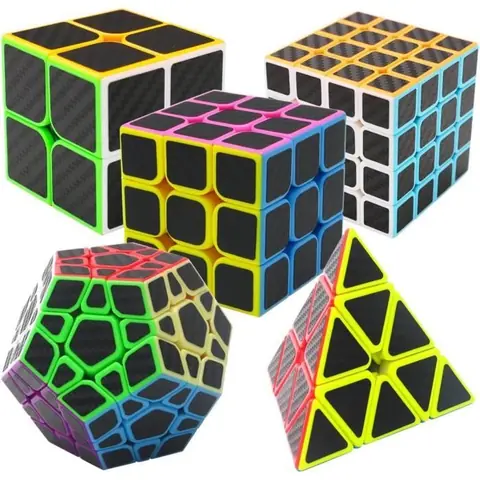 Speed Magic Cube Ensemble Pyraminx + Megaminx + 2x2x2 + 3x3x3 + 4x4x4 5 Pack Puzzle Cube Set Puzzle de Cube Lisse