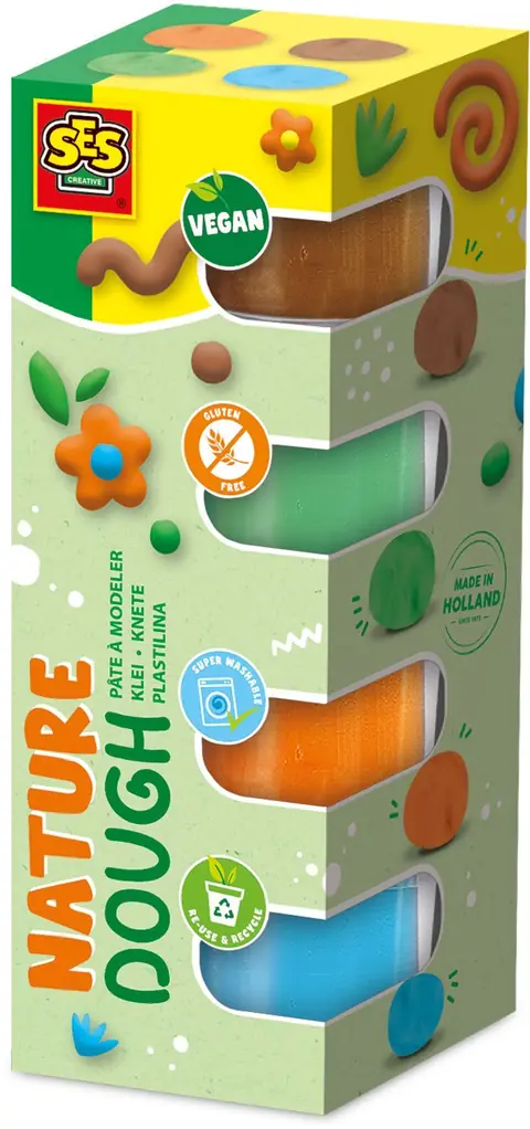 Pâte à modeler Feel good - SES CREATIVE - Dough - Nature (4x90gr) - Couleur naturelle - Activité créative et ludique - Age : 1+