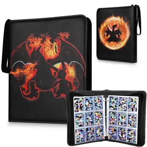 Classeur Carte Cahier compatible avec 720 Cartes - KENLUMO -Cadeau de Noël pour enfant - Noir - 40 pages -18 poches par page