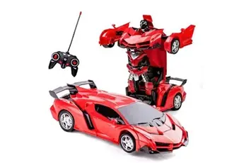 SHOP-STORY - Voiture télécommandée 2 en 1 transformable en robot - Couleur Rouge