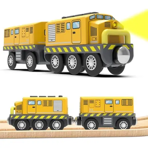 Train de locomotives à Piles Ensemble de Jouets Magnétique de Train électrique pour Voie Ferrée en Bois Jouet pour garçons Filles